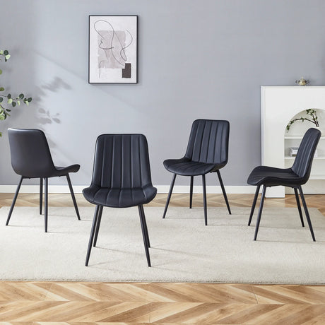 Dining Chairs With PU Leather Upholstery Metal Legs Black - Furniture Home Direct