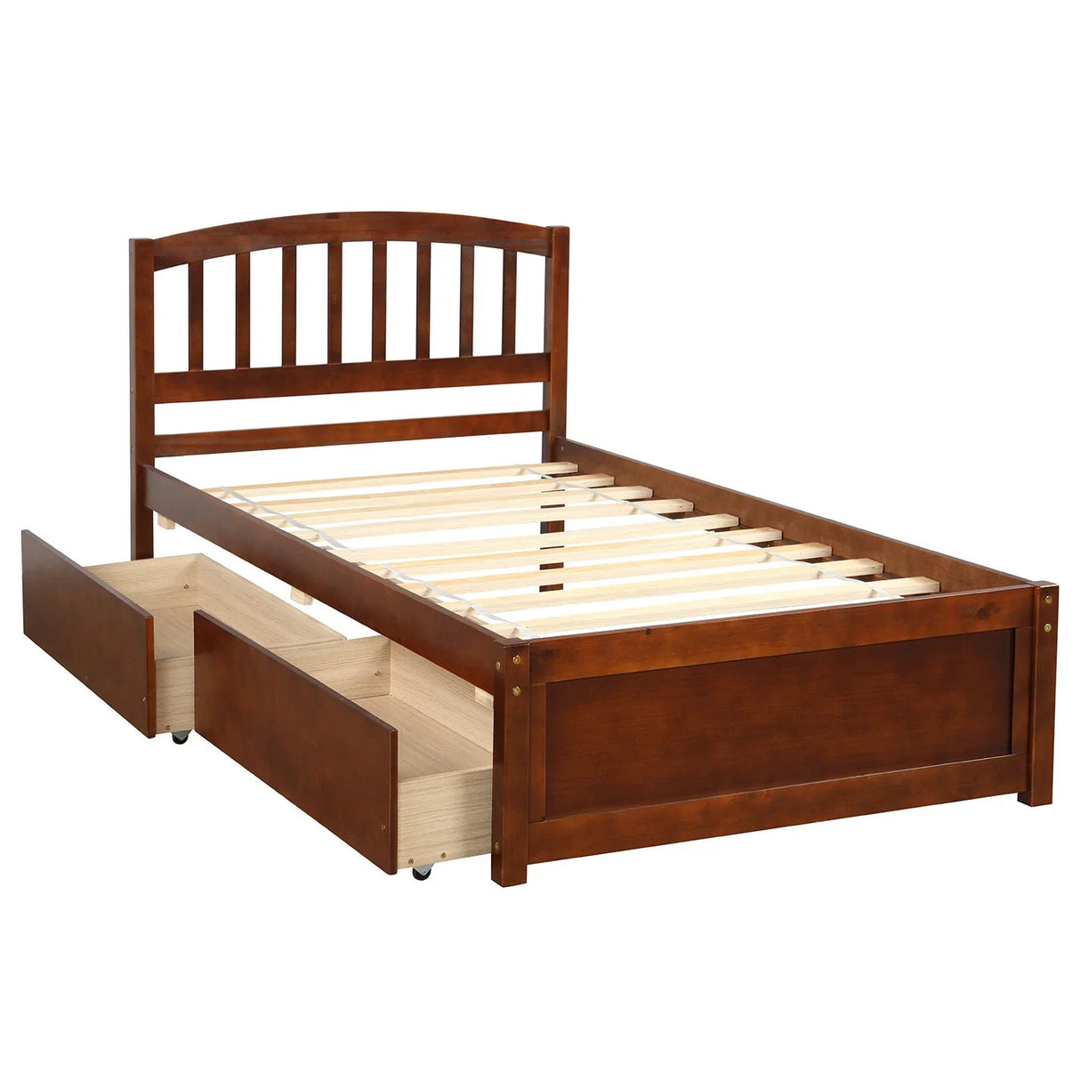 Platform Storage Bed Wood Bed Frame With Two Drawers And Headboard - Furniture Home Direct