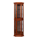 Corner Curio Cabinet With Lights, Adjustable Tempered Glass Shelves, Mirrored Back, Display Cabinet (E26 Light Bulb Not Included) - Furniture Home Direct