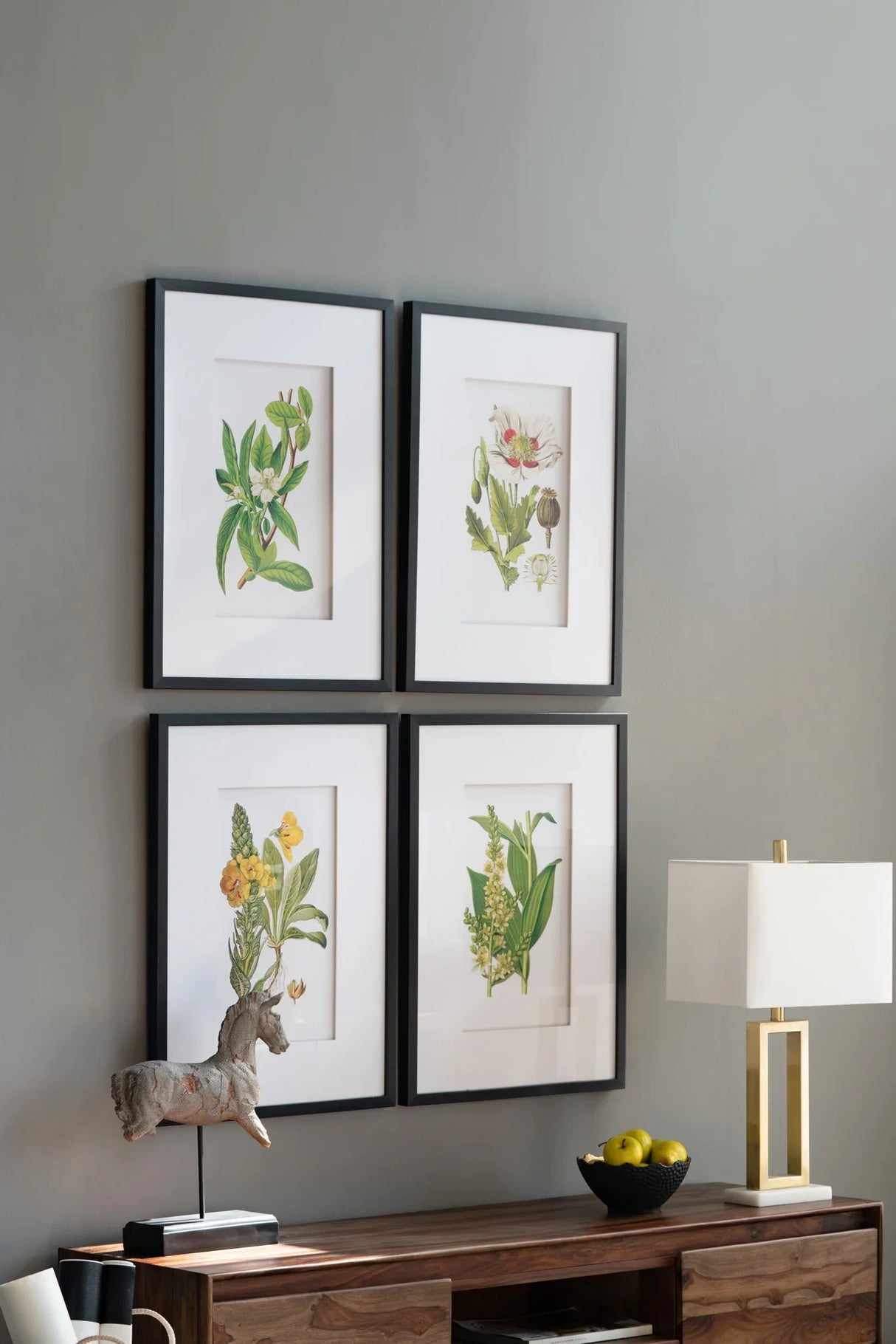 Botanical Flower Wall Art, Home Decor For Living Room Dining Room, Bedroom, Hallway (Set of 4) - White / Blue - Furniture Home Direct