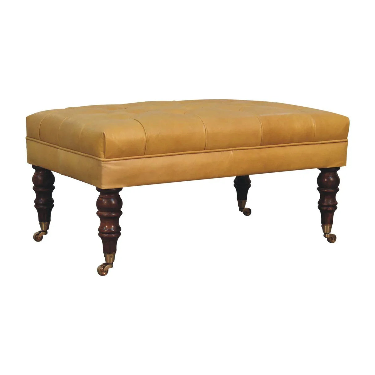 Buffalo - Leather Ottoman With Castor Legs - Furniture Home Direct