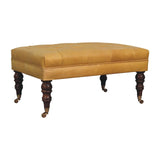 Buffalo - Leather Ottoman With Castor Legs - Furniture Home Direct