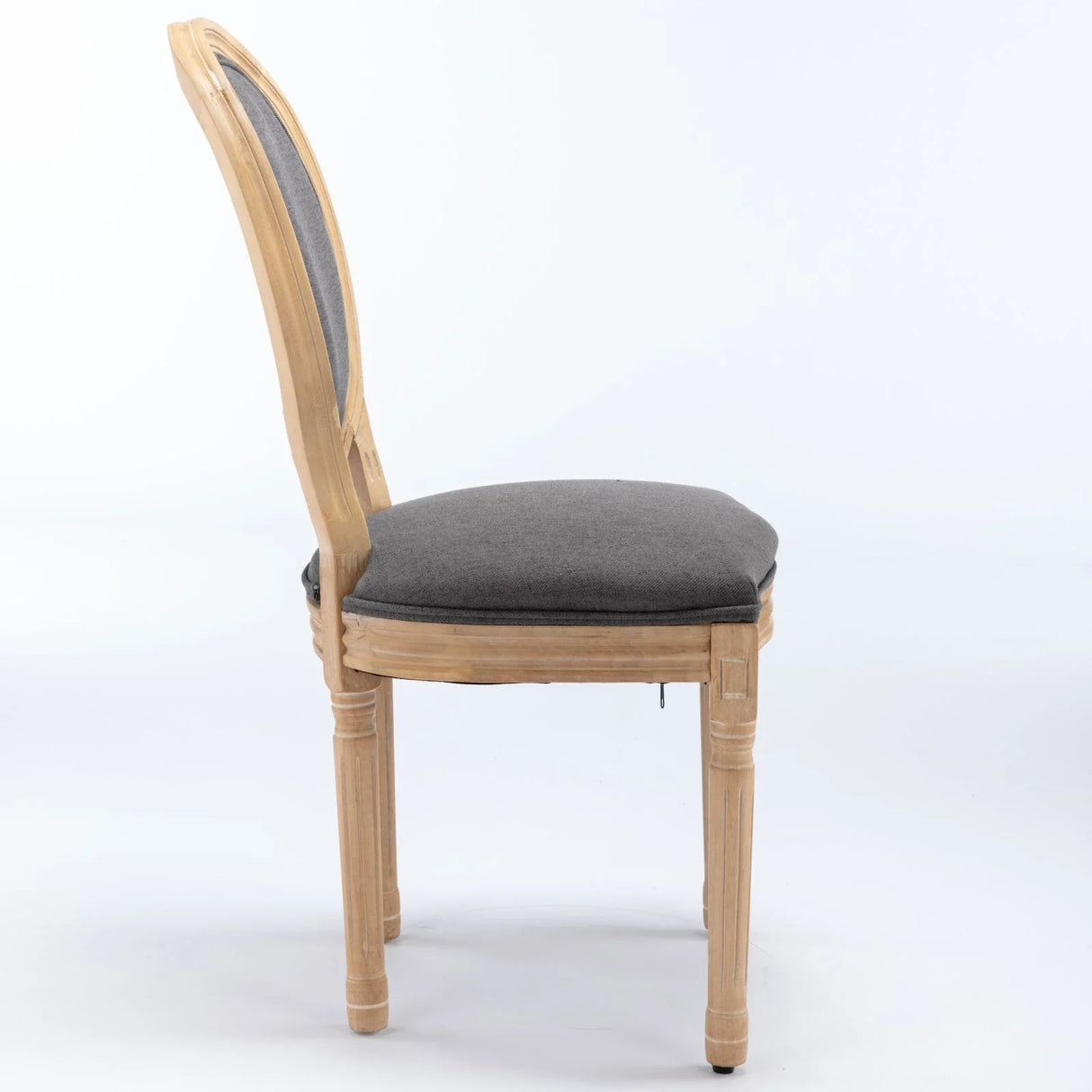 French Style Solid Wood Frame Antique Painting Linen Fabric Back Dining Chair (Set of 2) - Furniture Home Direct