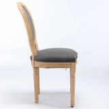 French Style Solid Wood Frame Antique Painting Linen Fabric Back Dining Chair (Set of 2) - Furniture Home Direct