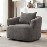 360° Swivel Barrel Sofa Chair With Throw Pillow, Chenille Upholstered Accent Chair - Furniture Home Direct