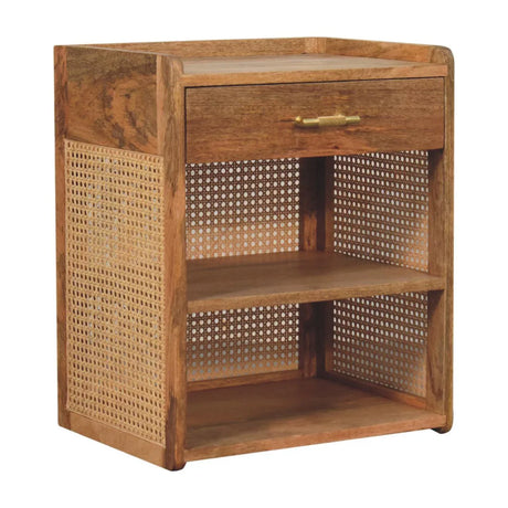 Larissa - T Bar Open Bedside Table - Oak - Furniture Home Direct