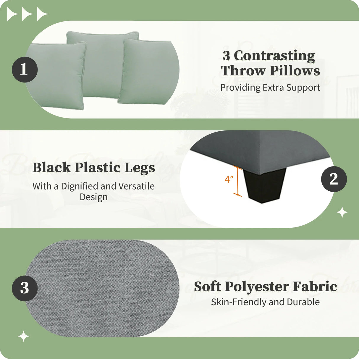 Sectional Sofa Modern Fabric Modular With Ottoman Grey - Furniture Home Direct