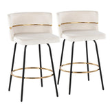 Cinch - Contemporary Fixed Height Counter Stool With Swivel & Round Footrest (Set of 2) - Furniture Home Direct