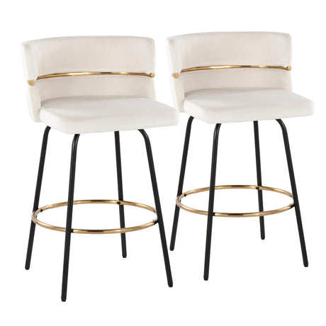 Cinch - Contemporary Fixed Height Counter Stool With Swivel & Round Footrest (Set of 2) - Furniture Home Direct