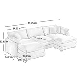 Modern Oversized Modular Cushion Sofa With Ottoman, Low Back, Deep Seating Sofa Set - Furniture Home Direct