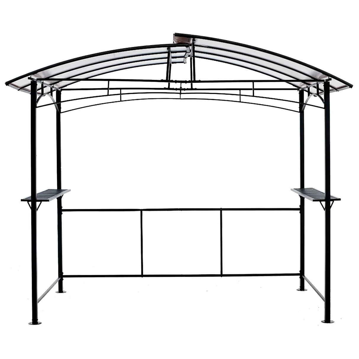 Grill Gazebo 8X5Ft, Outdoor Patio Canopy, Bbq Shelter With Steel Hardtop And Side Shelves - Black - Furniture Home Direct