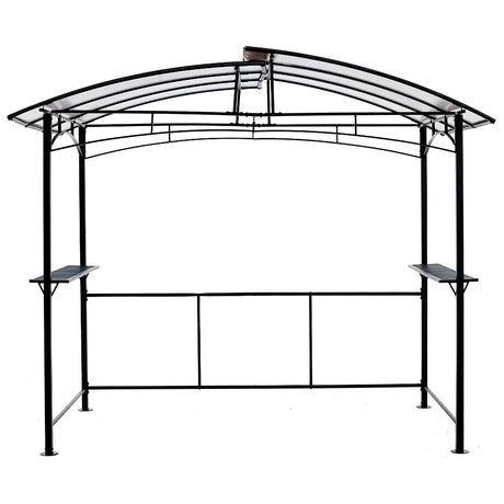 Grill Gazebo 8X5Ft, Outdoor Patio Canopy, Bbq Shelter With Steel Hardtop And Side Shelves - Black - Furniture Home Direct