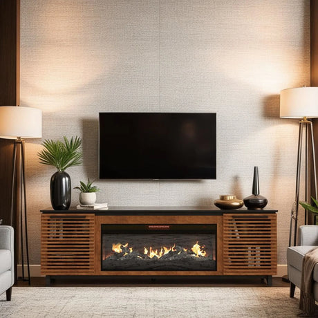 Graceland - Fireplace TV Stand Console For TVs Up To 100" - Black, Bourbon - Furniture Home Direct