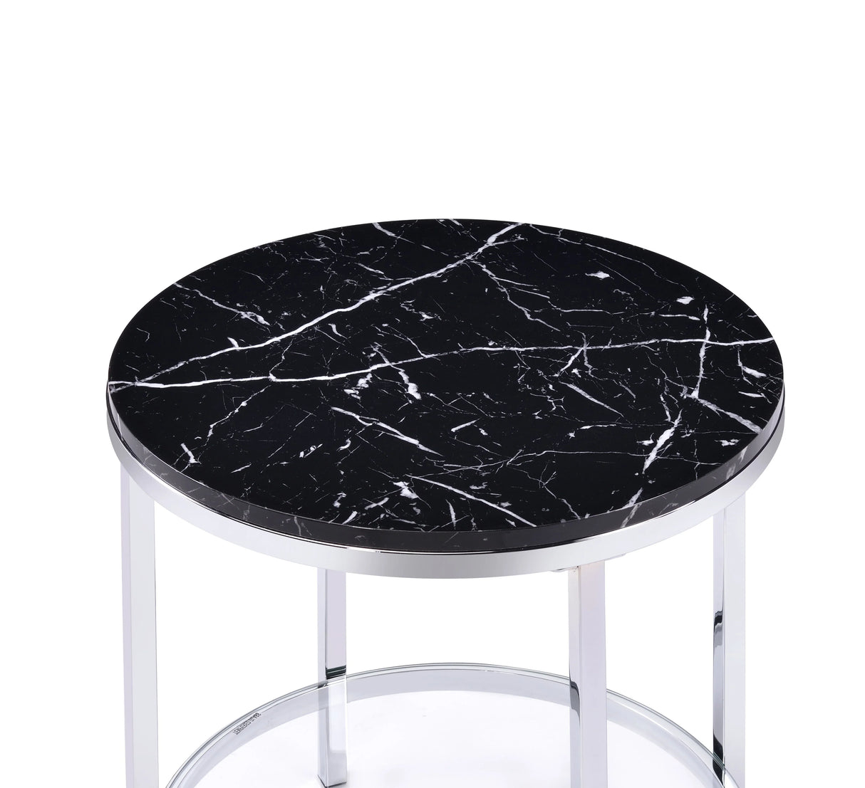 Virlana - Faux Marble Top End Table - Black / Chrome - Furniture Home Direct