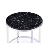 Virlana - Faux Marble Top End Table - Black / Chrome - Furniture Home Direct