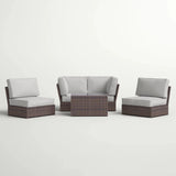 Comfortable Modern Patio Rattan Sectional Set With Cushions - Furniture Home Direct