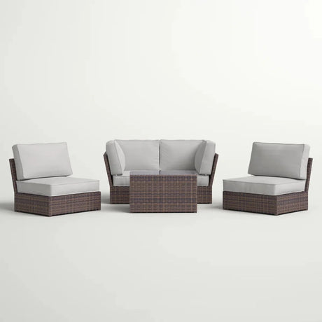 Comfortable Modern Patio Rattan Sectional Set With Cushions - Furniture Home Direct