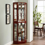 6 Shelf Corner Curio Display Cabinet With Lights, Mirrors And Adjustable Shelves (E26 Light Bulb Not Included) - Furniture Home Direct