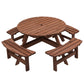 8 Person Wooden Picnic Table, Outdoor Camping Dining Table With Seat, Garden, Diy With 4 Built-In Benches, 2220Lb Capacity - Furniture Home Direct