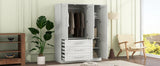Wardrobe With 4 Doors And 3 Drawers Solid Wood White - Furniture Home Direct