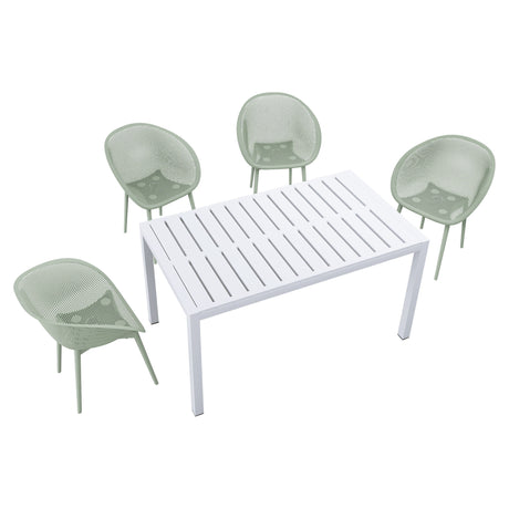 4 Piece Outdoor Lounge Chair Set Long Table Polypropylene