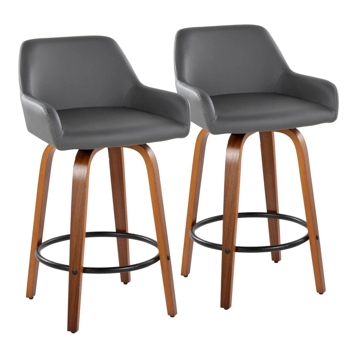 Daniella - Contemporary Fixed Height Counter Stool With Swivel With Round Footrest (Set of 2) - Furniture Home Direct
