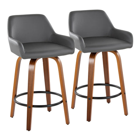 Daniella - Contemporary Fixed Height Counter Stool With Swivel With Round Footrest (Set of 2) - Furniture Home Direct