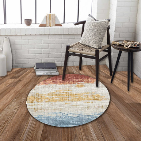 Rabbit - Washable Non - Slip Round Rug, Elegant Design - Ivory Multi - Furniture Home Direct