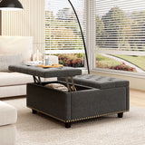 Large Square Storage Ottoman With 2 Storage Doors - Furniture Home Direct