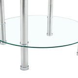Coffee Table Two Tier Glass Top Polished Metal Legs Silver - Furniture Home Direct