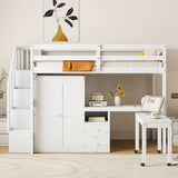 Loft Bed With Stairs, Bookshelf, Drawers, Desk & Wardrobe, Space Saving Multifunctional Furniture - Furniture Home Direct
