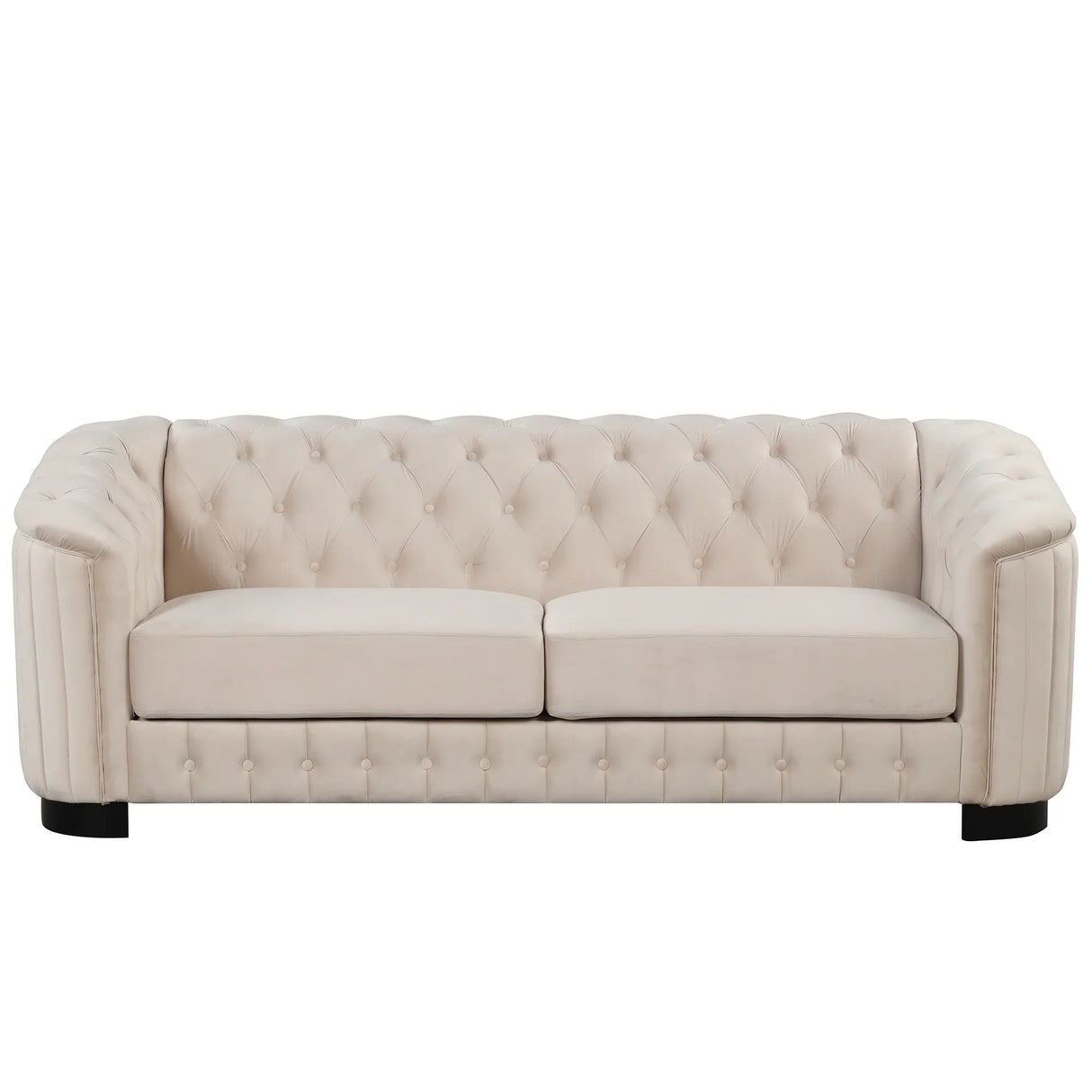 Modern 3-Piece Velvet Upholstered Living Room Set Including Sofa, Love Seat and Chair, Beige - Furniture Home Direct