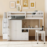 Loft Bed With Stairs, Bookshelf, Drawers, Desk & Wardrobe, Space Saving Multifunctional Furniture - Furniture Home Direct