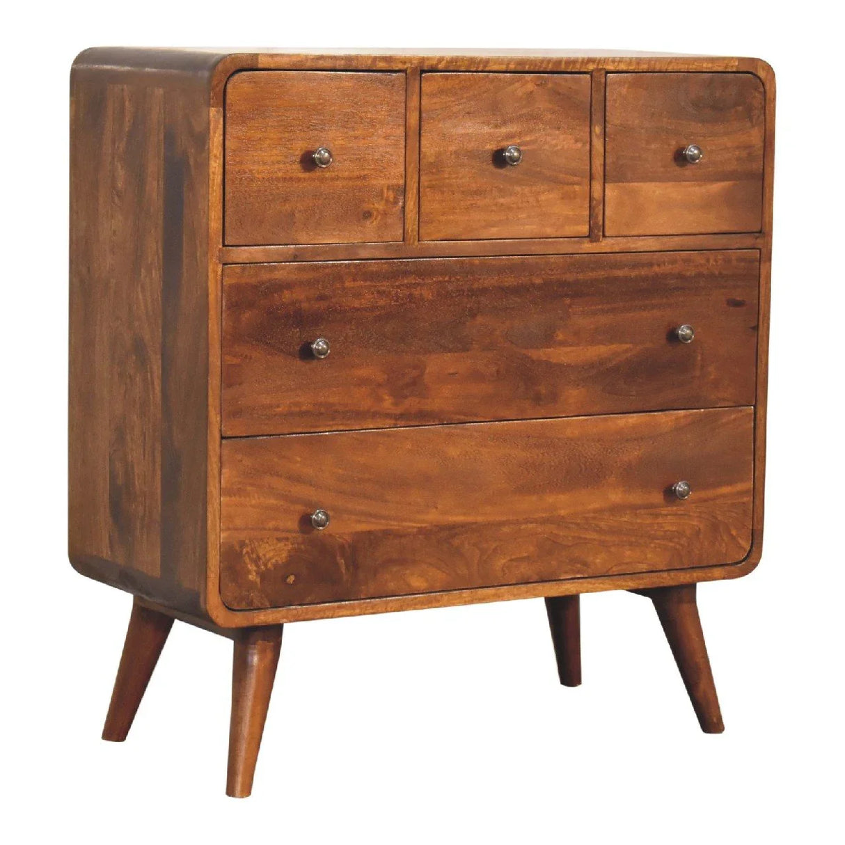 3 Over 2 Curved Chest - Brown - Furniture Home Direct