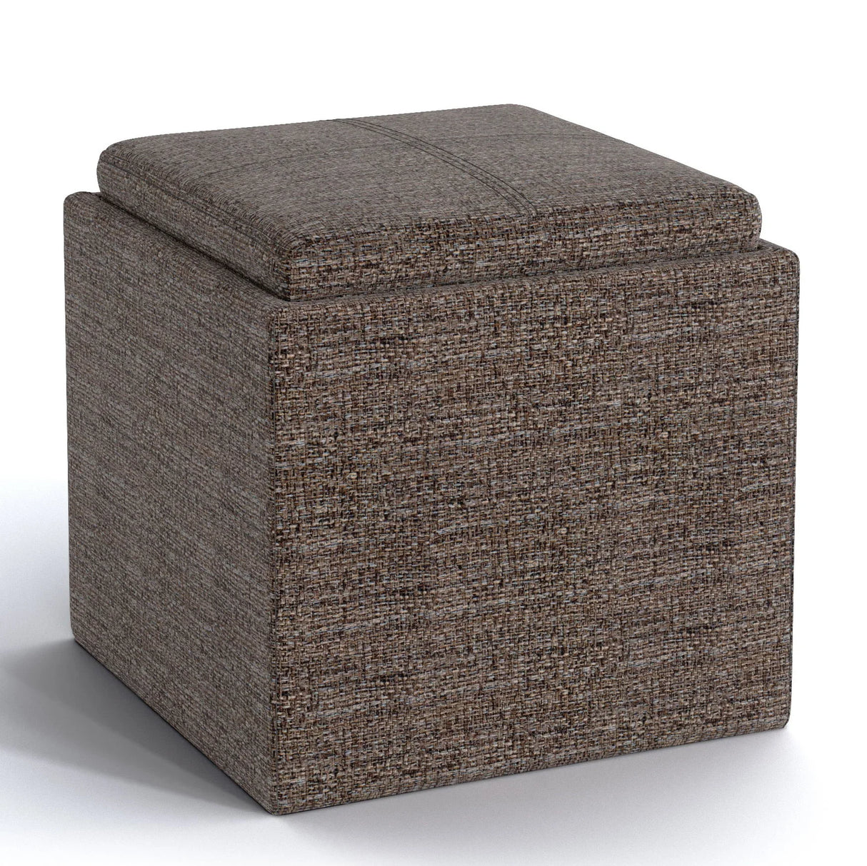 Rockwood - Upholstered Cube Storage Ottoman With Tray - Furniture Home Direct