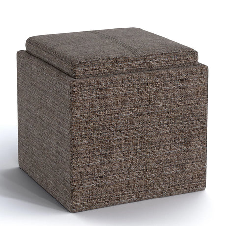 Rockwood - Upholstered Cube Storage Ottoman With Tray - Furniture Home Direct