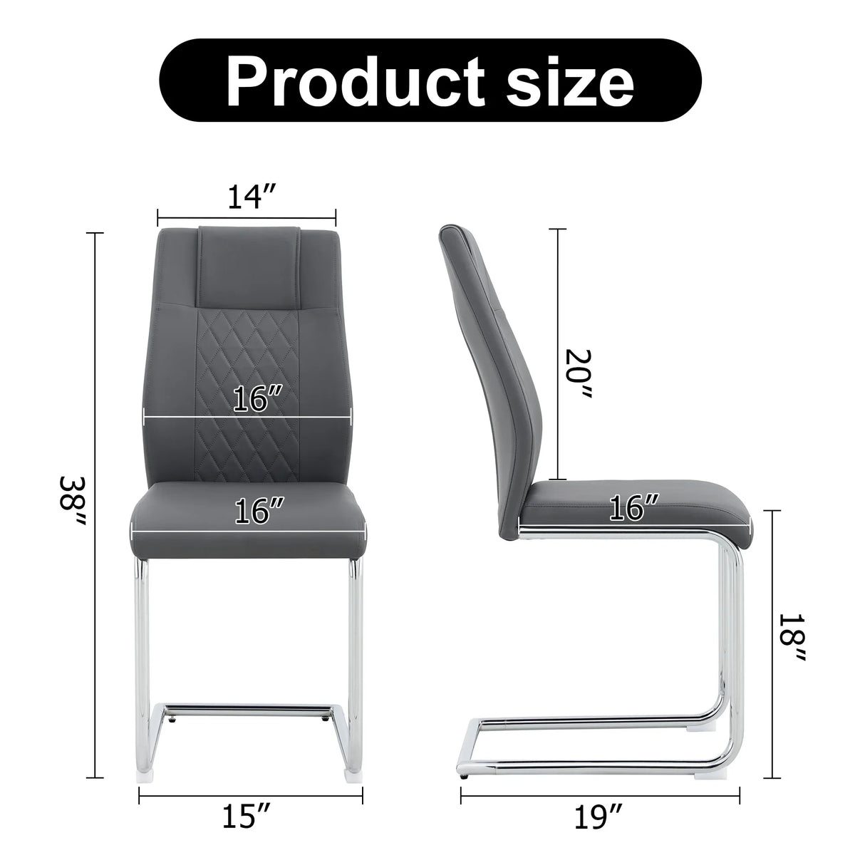 Dining Chair Set Modern Faux Leather With Chrome Base Gray - Furniture Home Direct
