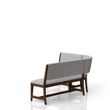 Curved Dining Bench Mid Century Modern Upholstered Curved Bench - Beige - Furniture Home Direct