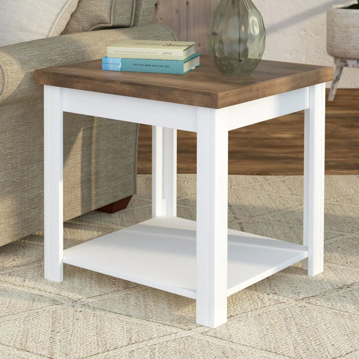 Hampton - Side Table - Jasmine Whitewash / Barnwood - Furniture Home Direct