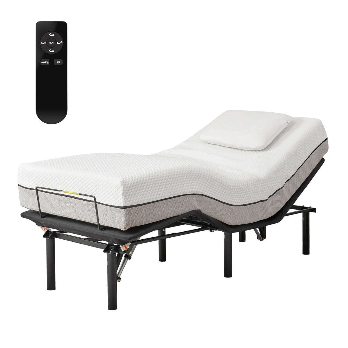 Adjustable Metal Bed Base With Head And Foot Incline, Anti Snore Feature, Wireless Control, Twin Long - Antique Black - Furniture Home Direct