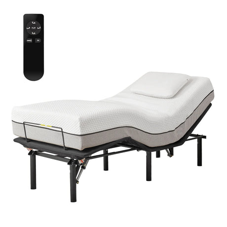 Adjustable Metal Bed Base With Head And Foot Incline, Anti Snore Feature, Wireless Control, Twin Long - Antique Black - Furniture Home Direct