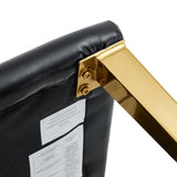 Dining Chairs Four Modern PU Leather Gold Legs Black - Furniture Home Direct