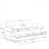 Modern Sectional Sofa With Ottoman, Round Bolster Armrests, Waist And Throw Pillows - Furniture Home Direct