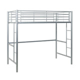 Modern Industrial Twin Over Loft Metal Bunk Bed Frame With Integrated Guardrails - Silver - Furniture Home Direct