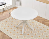 Table Mid-Century Dining Table For 4 - 6 People With Round MDF Table Top, Pedestal Dining Table, End Table Leisure Coffee Table, Cross Leg - Furniture Home Direct