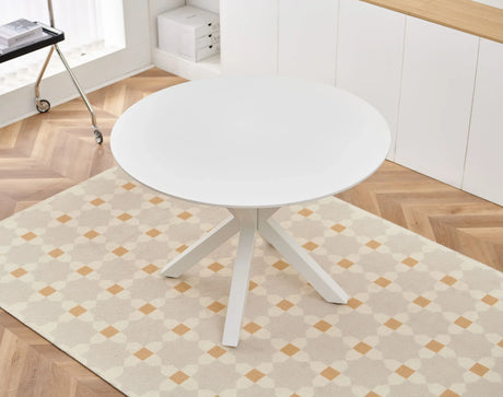Table Mid-Century Dining Table For 4 - 6 People With Round MDF Table Top, Pedestal Dining Table, End Table Leisure Coffee Table, Cross Leg - Furniture Home Direct