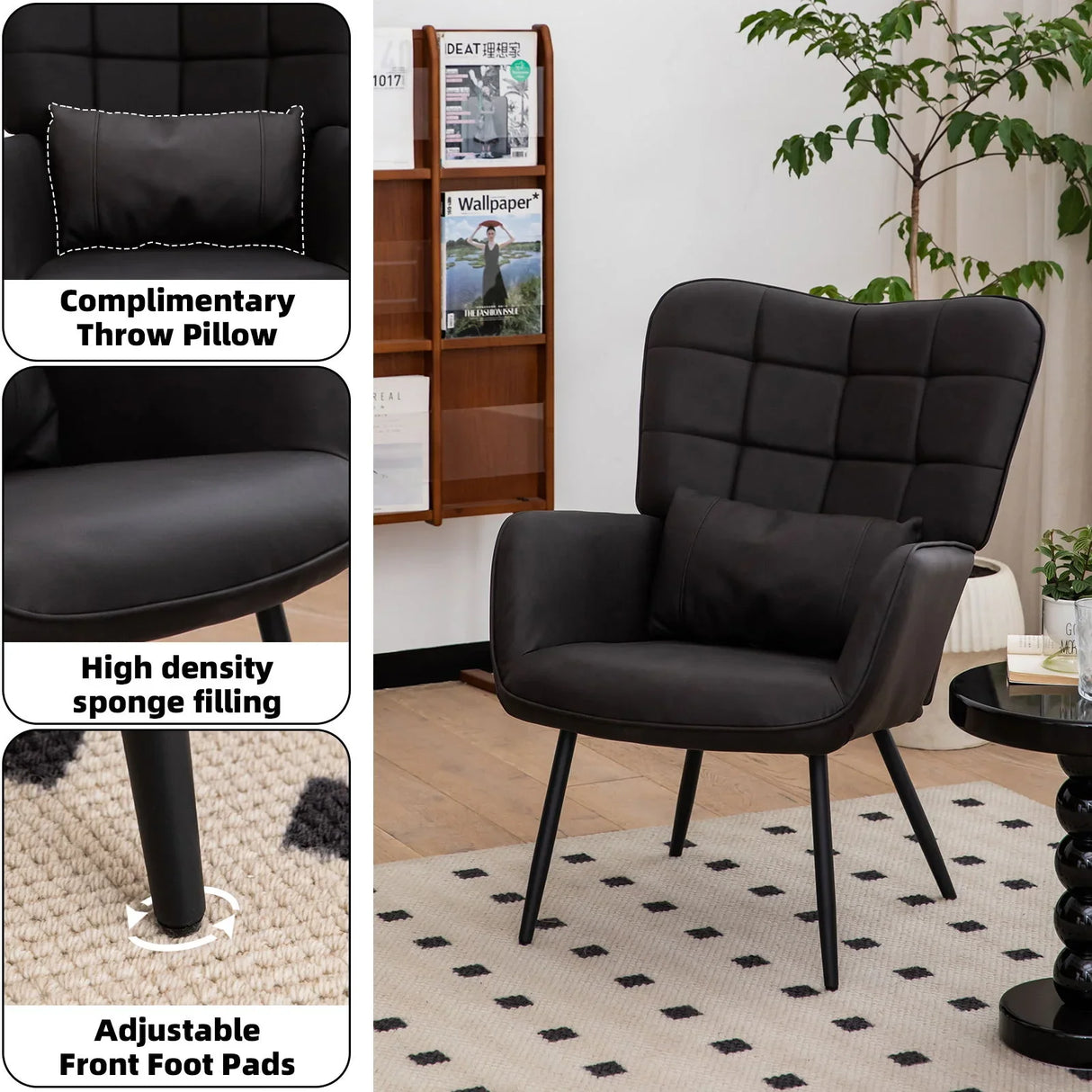 Modern Accent Arm Chair High Back With Metal Legs And Soft Padded - Furniture Home Direct