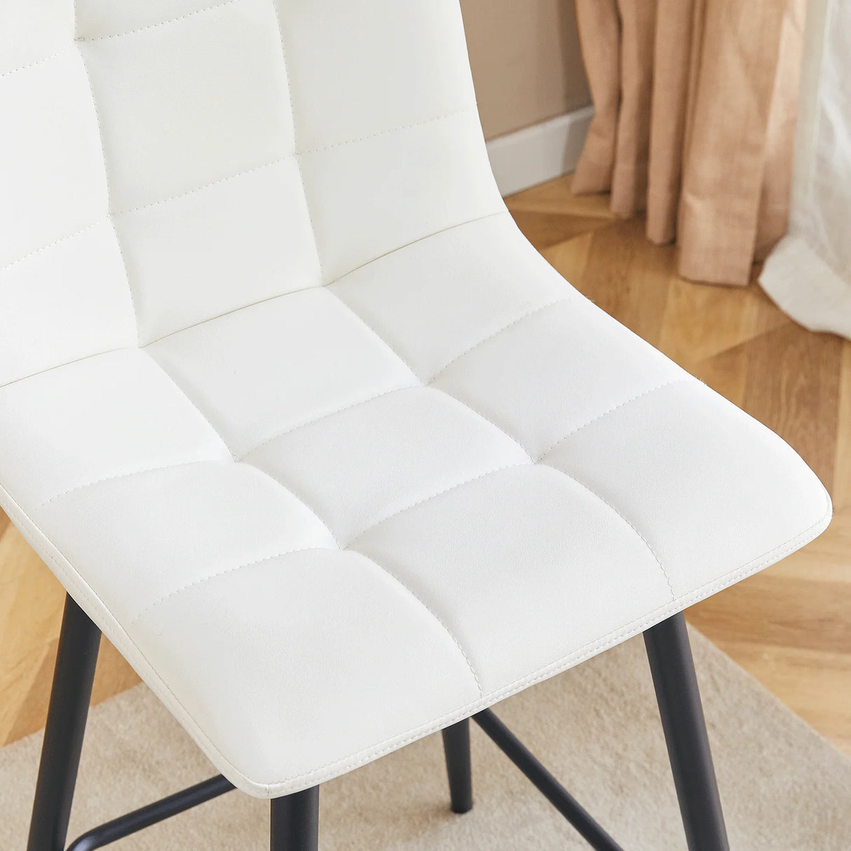 Counter Height Bar Stools Upholstered PU Leather White - Furniture Home Direct