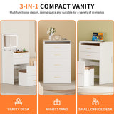 Vanity Table With Flip Top Four Drawers And Stool White - Furniture Home Direct