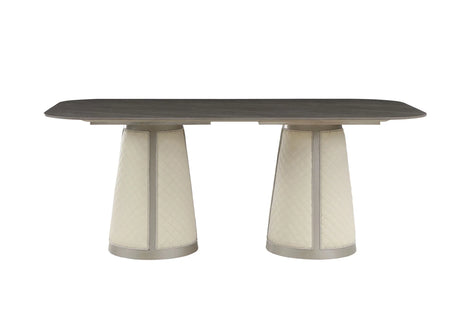 Kasa - Sintered Stone Top Dining Table - Stone Gray / Champagne - Furniture Home Direct